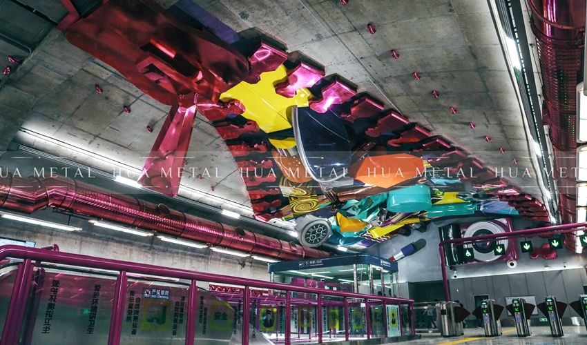 Nano Spraying Colored Stainless Steel Sculpture in Changchun subway-2