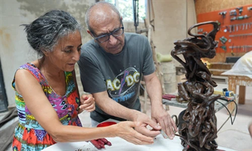 Newest Installed Painted Stainless Steel Sculpture