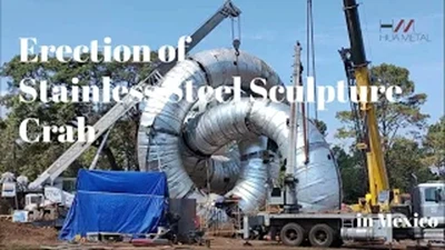Erection of W20m Crab Sculpture in Mexico