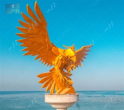 Gold Brass Falcon Sculpture For The Red Sea
