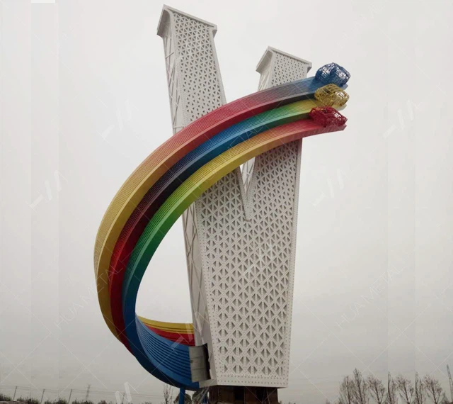 Painted Stainless Steel Landmark Sculpture