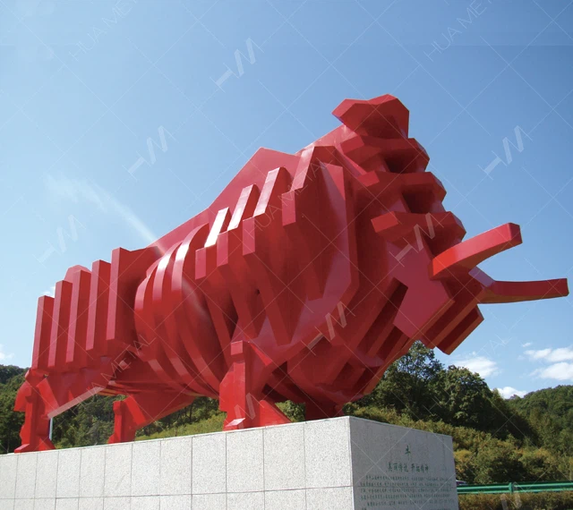 Spray Painted Steel Cow Sculpture