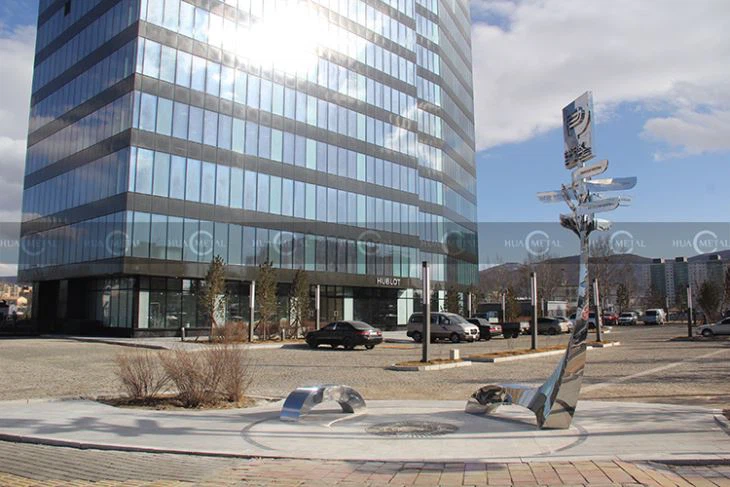 Completed stainless-steel urban-sculpture-Ulaanbaatar-Mongolia