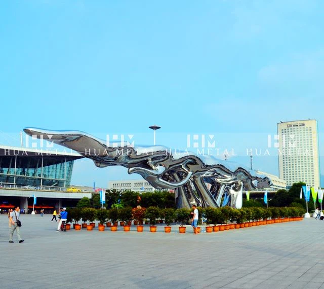 stainless steel fantasy boat sculpture